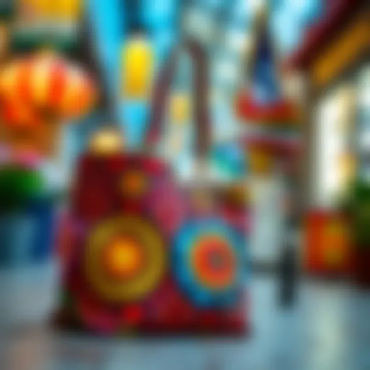 Vibrant tote bag with unique patterns