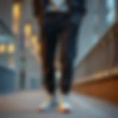 Casual jogger pants combined with contemporary footwear