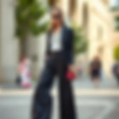 Chic wide-leg pants paired with stylish accessories