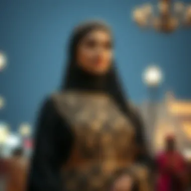 A beautifully styled abaya outfit with accessories for special occasions