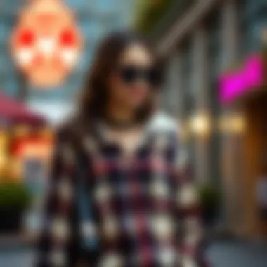 Chic Accessorized Look with Plaid Tunic Accessorized outfit featuring a plaid tunic