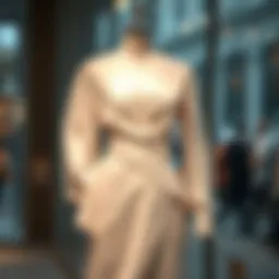 Elegant asymmetrical dress displayed on a mannequin