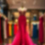 Chic Evening Gown in Boutique Elegant evening gown displayed in a boutique setting
