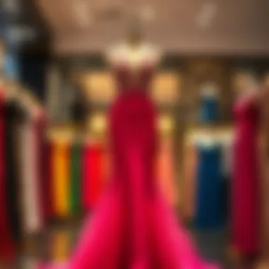 Chic Evening Gown in Boutique Elegant evening gown displayed in a boutique setting