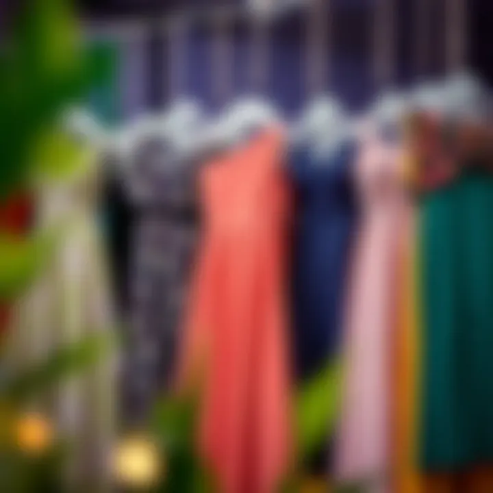 Collection of Stylish Dresses for Events A group of stylish dresses arranged for an event