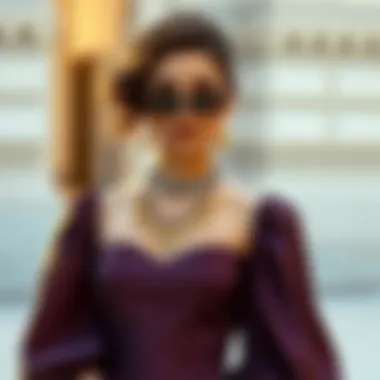 Accessorizing the Balloon Sleeve Gown Stylish accessories paired with a balloon sleeve gown