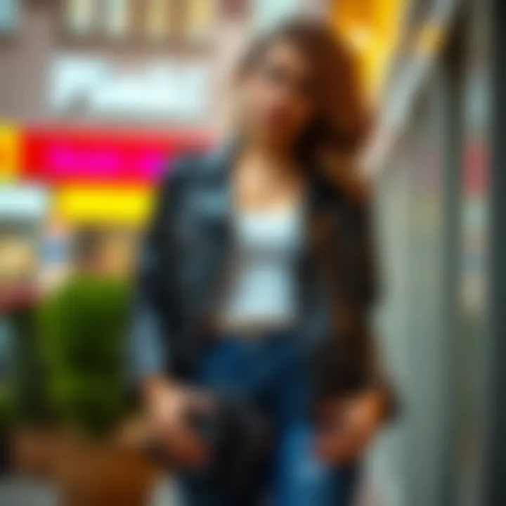 Casual Jeans and Top with Leather Jacket Casual look with a leather jacket paired with jeans and a top