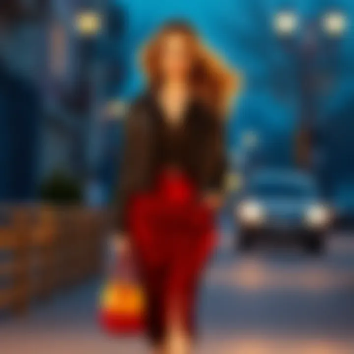 Evening Ensemble with Leather Jacket Elegant evening ensemble with a leather jacket and a sophisticated skirt