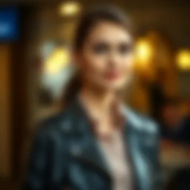 Professional Look with Leather Jacket Professional attire featuring a leather jacket layered over a blouse