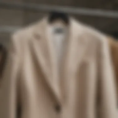 Elegant linen jacket displayed on a stylish hanger