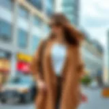 Elegant oversized cardigan in a chic urban setting