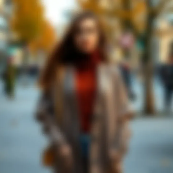 Trendy oversized cardigan showcased in a fall fashion scene