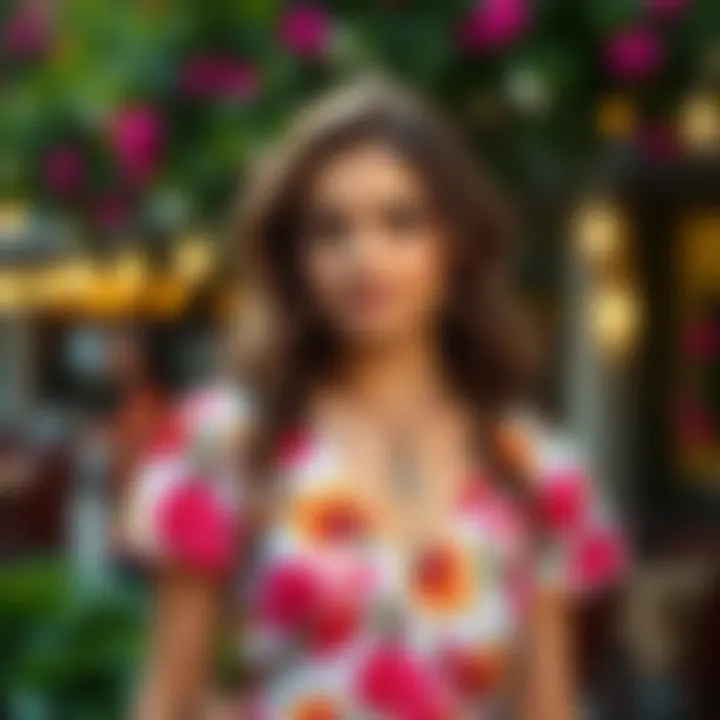 Trendy summer dress with floral patterns