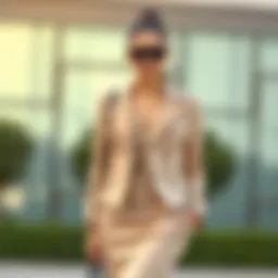 Stylish beige blazer paired with a chic dress