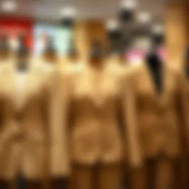 Variety of Blazer Cuts Diverse cuts of beige blazers displayed in a fashion context