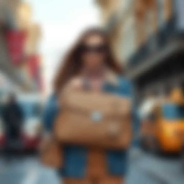 Beige portfolio bag paired with trendy accessories