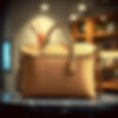 Elegant beige portfolio bag displayed on a stylish surface