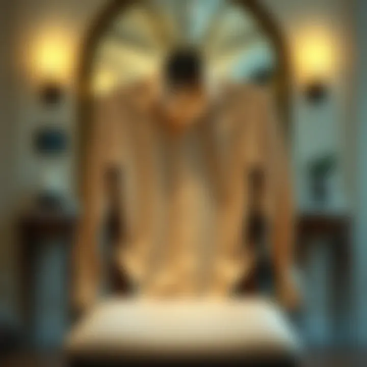 Elegant Beige Shirt Display A stylish beige shirt elegantly draped over a chair