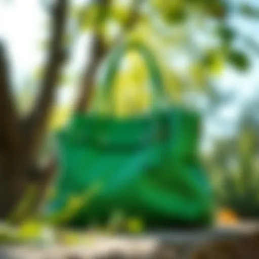 Elegance of Benetton Green Bag Elegant green Benetton bag displayed in a natural setting