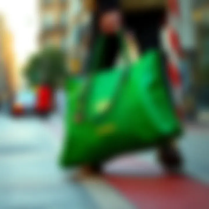 Benetton Green Bag in Urban Fashion Fashionable green Benetton bag in an urban environment