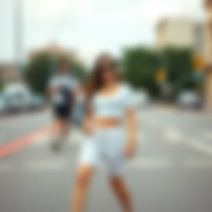 Casual Street Style with a White Crop Top and Sneakers Casual street style featuring a white crop top and sneakers