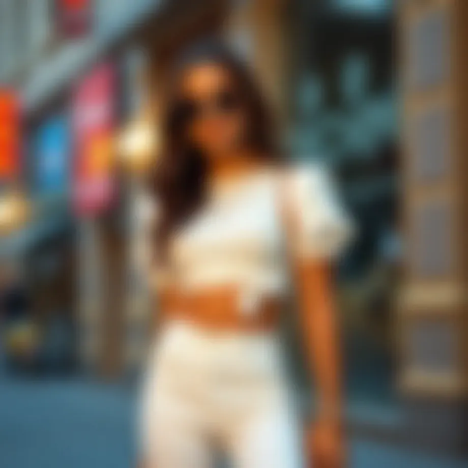 Elegant white crop top styled with high-waisted jeans