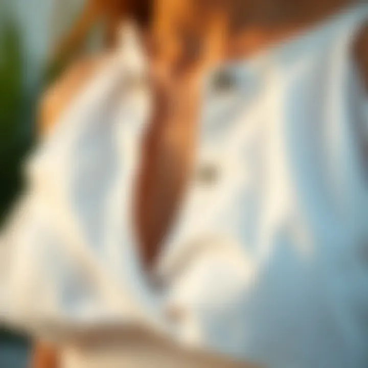 Intricate Fabric Details of a White Crop Top Close-up of fabric details on a white crop top