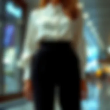 Elegant White Blouse with High-Waisted Pants Elegant white blouse paired with high-waisted pants