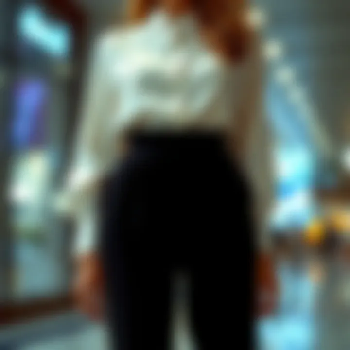 Elegant White Blouse with High-Waisted Pants Elegant white blouse paired with high-waisted pants