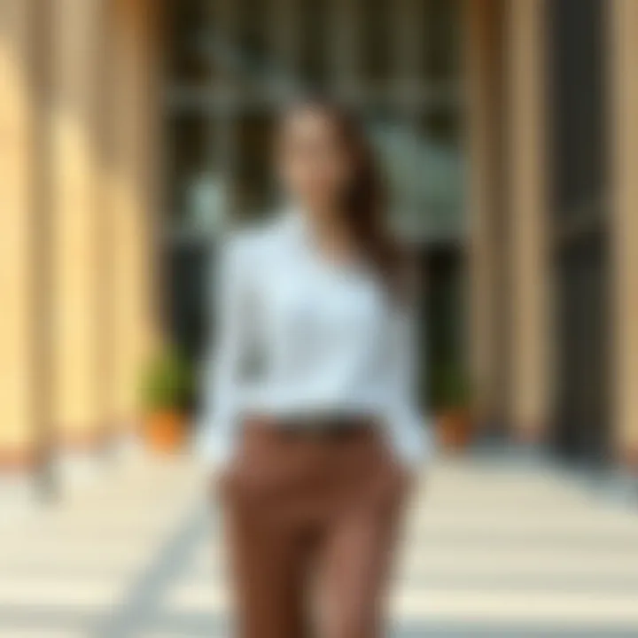 Sophisticated Office Attire with White Shirt and Sleek Trousers Sophisticated office attire featuring white shirt and sleek trousers