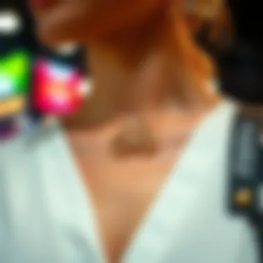 Fashionable Bicycle Necklace Bicycle necklace worn in a fashionable setting