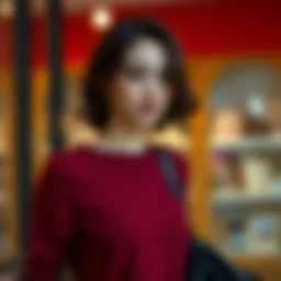 Elegant burgundy sweater styled for a casual outing