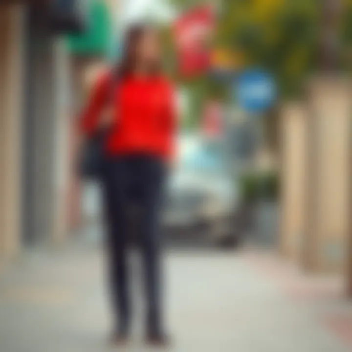 Fashionable outfit incorporating pipe leg trousers in a casual setting