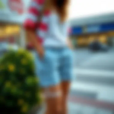 Trendy combination of boy shorts with casual wear