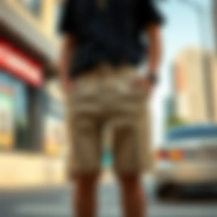 Stylish shorts displayed in a modern urban setting