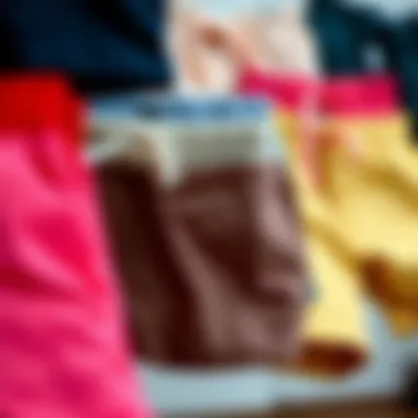 A variety of boy shorts in different fabrics and colors