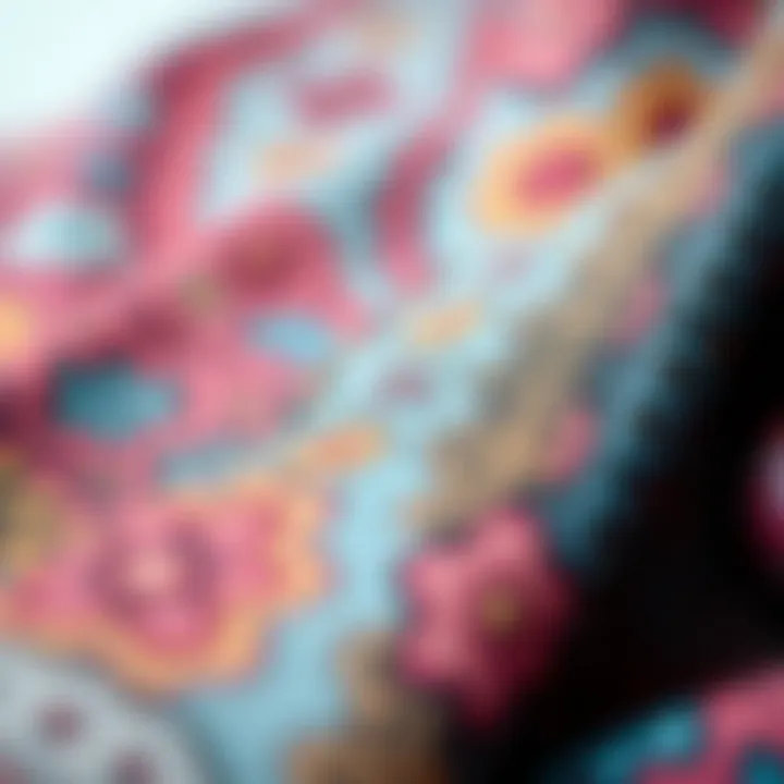 A close-up of intricate patterns on a luxury scarf