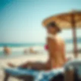 A beautiful beach scene showcasing sunbathing