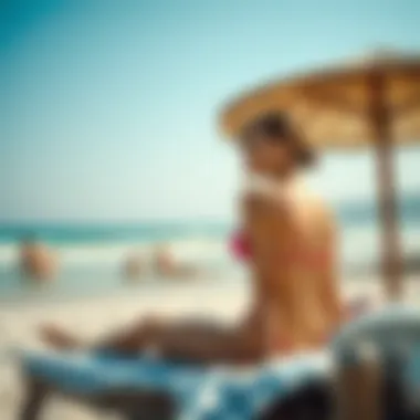 Enjoying the Sun on the Beach A beautiful beach scene showcasing sunbathing