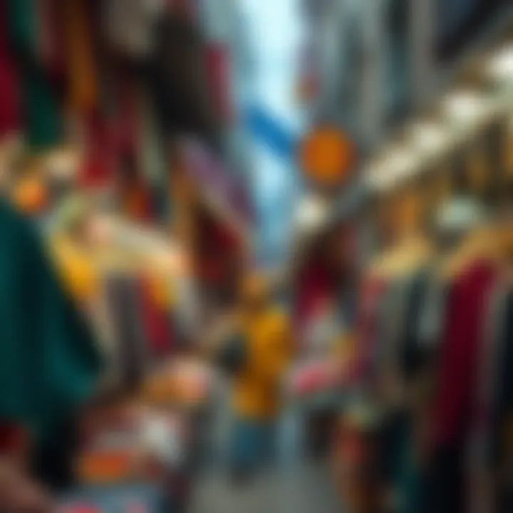Vibrant Market Scene in Istanbul Bustling street market filled with colorful fabrics and clothing