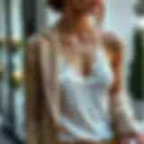 The Fusion of Elegance and Comfort Elegant lace tank top showcased with a tailored jacket