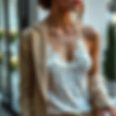 The Fusion of Elegance and Comfort Elegant lace tank top showcased with a tailored jacket