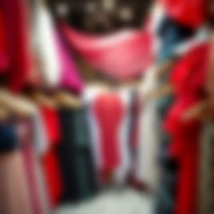 Market display showcasing various chiffon fabrics