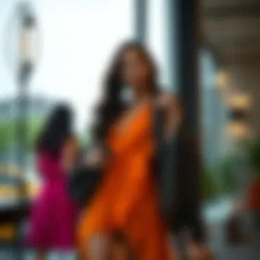 Fashion ensemble featuring chiffon in a stylish setting