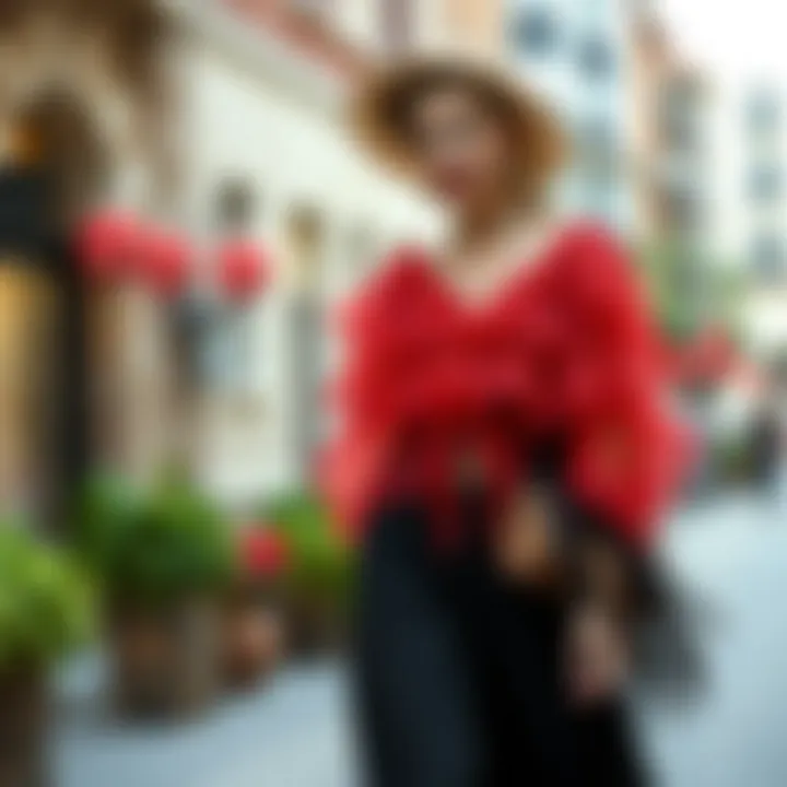 Chic layered chiffon pantolon etek ensemble