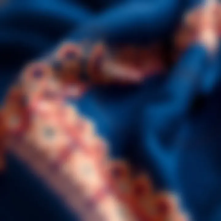 Detail of Navy Shawl Fabric Close-up of luxurious fabric of a navy shawl