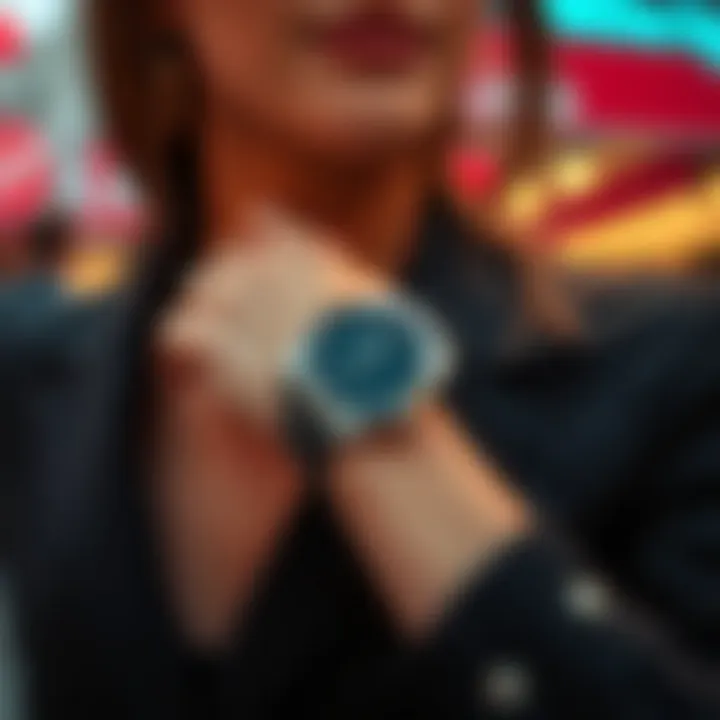 Fashionable woman wearing a Clup Polo watch