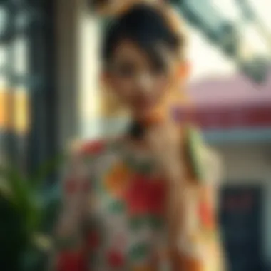 Creative accessory choices enhancing a floral dress