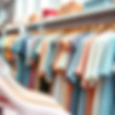 A creative array of pastel garments beautifully arranged on display racks.