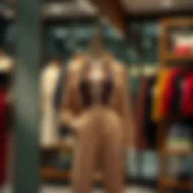 An elegantly styled outfit presented in a chic boutique setting